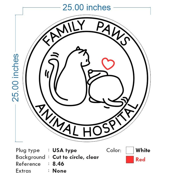 Custom neon -Family Paws Neon - incl Shipping and 2yrs Warranty