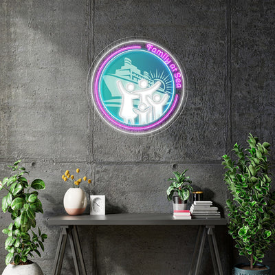 Custom Neon - FAMILY AT SEA - 30inch  - INDOOR  - Remote dimmer and Delivery (2 years Warranty)