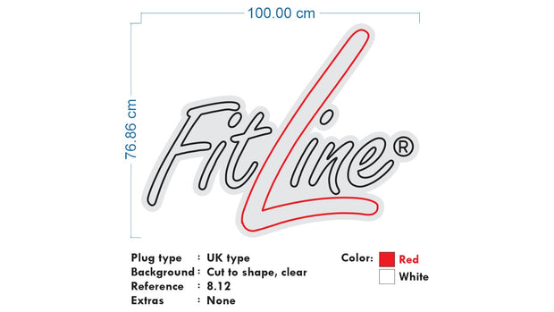 Custom Neon | FITLINE  Size:100 x 76cm - White and Red -  incl Delivery, VAT and 2yrs Warranty