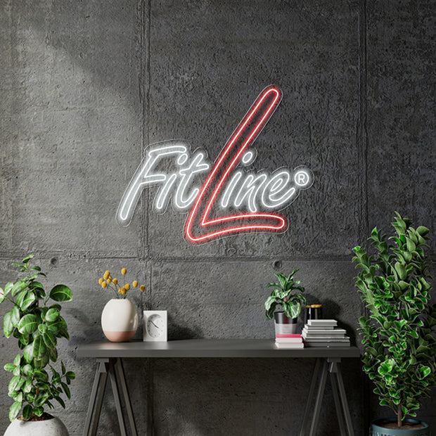 Custom Neon | FITLINE  Size:100 x 76cm - White and Red -  incl Delivery, VAT and 2yrs Warranty