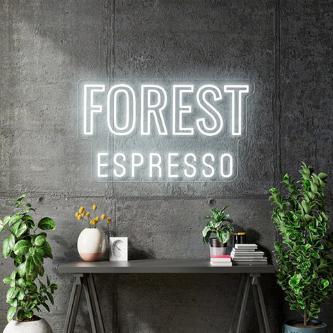 Custom Neon for Blane - FOREST ESPRESSO - White - 50x29cm - Remote dimmer and Delivery