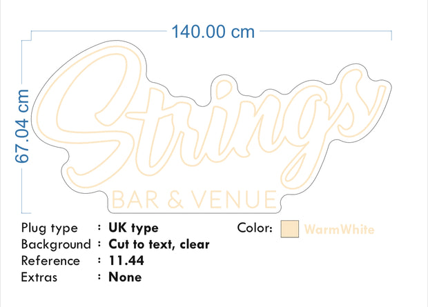Custom Neon - Strings -  Size 140x67cm - Warm White - dimmer and delivery included