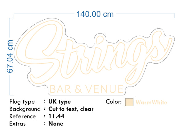 Custom Neon - Strings 2 signs -  Size 140x67cm -Size 100x47cm - Warm White - OUTDOOR and Indoor Waterproof- dimmer and Delivery included