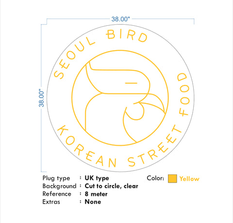 Custom Neons - Seoul Bird signs - Yellow and Red - Remote dimmer and Delivery to NY