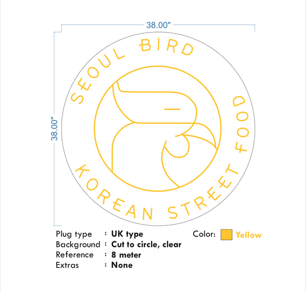 Custom Neons - Seoul Bird signs - Yellow and Red - Remote dimmer and Delivery to NY