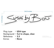 Custom Neon -  Sushi By Bou - Pink - Size: 36inch x 8inch  - indoor Sign (2yrs Warranty)