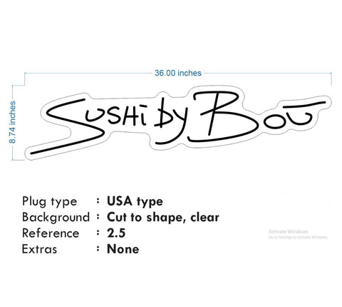 Custom Neon -  Sushi By Bou - Pink - Size: 36inch x 8inch  - indoor Sign (2yrs Warranty)
