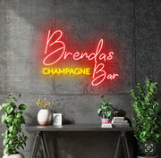 Custom Neon - Brendas Champagne Bar  - Red and yellow - 70cm x 55cm - INDOOR  - Remote dimmer and Delivery