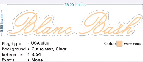 Custom neon - Blanc Bash  - 36 x 7inch  -  White - incl Shipping and 2yrs Warranty