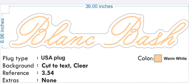 Custom neon - Blanc Bash  - 36 x 7inch  -  White - incl Shipping and 2yrs Warranty