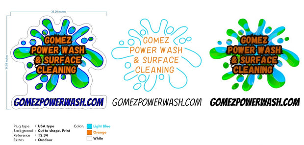 Custom neon -  Gomez Power Wash Neon  - OUTDOOR - 36inch x 34inch - Remote dimmer an  - incl Shipping and 2yrs Warranty