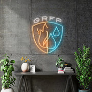 Custom neon -  GRFP - Size: 30 x 25inch  - Orange, Light Blue and White -  incl Shipping and 2yrs Warranty