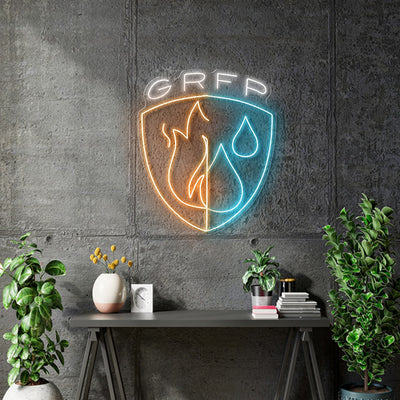 Custom neon -  GRFP - Size: 30 x 25inch  - Orange, Light Blue and White -  incl Shipping and 2yrs Warranty