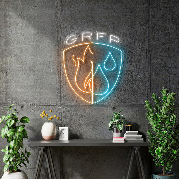 Custom neon -  GRFP - Size: 30 x 25inch  - Orange, Light Blue and White -  incl Shipping and 2yrs Warranty