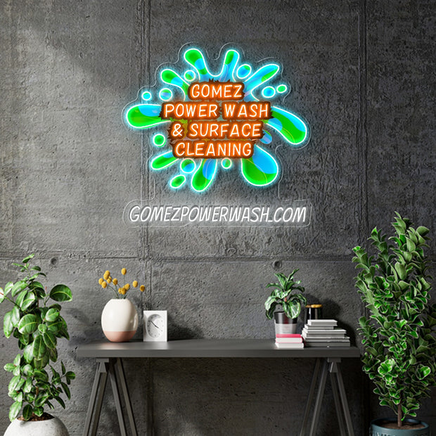Custom neon -  Gomez Power Wash Neon  - OUTDOOR - 36inch x 34inch - Remote dimmer an  - incl Shipping and 2yrs Warranty