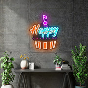 Custom Neon -  The Happy Cake Shop - Size: 20 inches x 16 inches -  Delivery and Remote