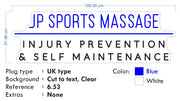 Custom Neon Logo for James - JP SPORT MASSAGE  - 100x31cm - Dep Blue and White  - Clear backing - Dimmer and control