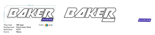 Custom Neon -  BAKER STUDIOS - 90cm x 27cm - RGB Neon - INDOOR  - Remote dimmer and Delivery