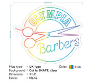 Custom Neon -  Olympia Barbers  - RGB Multicolour - 100cm x 85cm - INDOOR  - Remote dimmer and Delivery (2yrs Warranty)