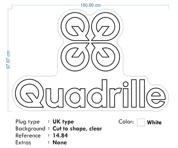 Custom Neon - Quadrille - Cool White - 150cm x 97cm -  Delivery and Remote