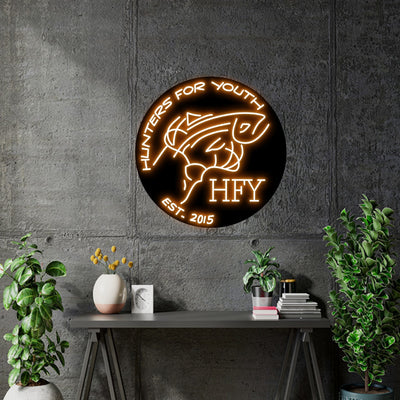 Custom Neon - Hunters for Youth  - Orange Neon - 24 x 24 inch - indoor Signs (2yr Warranty)