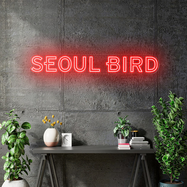 Custom Neons - Seoul Bird signs - Yellow and Red - Remote dimmer and Delivery to NY