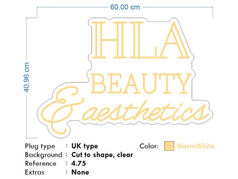 Custom Neon for Hannah - HLA Beauty & aesthetics- 60x40cm - Remote dimmer and Delivery