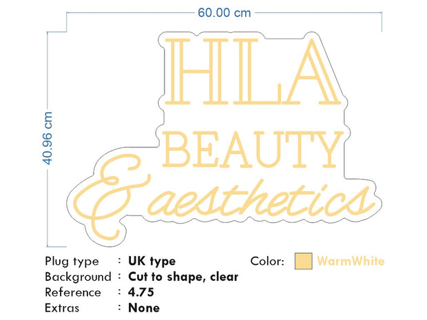 Custom Neon for Hannah - HLA Beauty & aesthetics- 60x40cm - Remote dimmer and Delivery