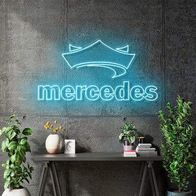 Custom Neon Mercedes -  Light Blue neon - indoor - 6ft x 3.12ft - Free Delivery and Remote+ Battery