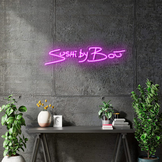 Custom Neon -  Sushi By Bou - Pink - Size: 36inch x 8inch  - indoor Sign (2yrs Warranty)