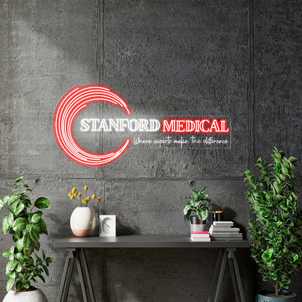 Custom Neon - Stanford Medical Logo neon - Neon white and Red - 100x 47cm - indoor Sign