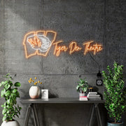 Custom Neon Sign | Tiger Den Theatre (logo) -  44inch x 16inch -  Orange and White -  incl Delivery and 2yrs Warranty