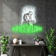 Custom Neon - Impact Welding - White and Green - 30x28inch - dimmer and delivery