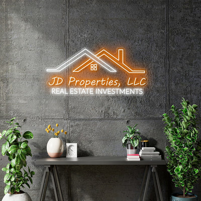 Custom neon -  JD Properties - LLC - Size: 40 x 18 inch - White and Orange - incl Shipping and 2yrs Warranty