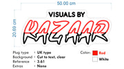 Custom Neon - Visuals By Kazaar Logo - Red and White - 50cm x 20cm -  Delivery and Remote