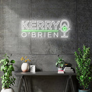 Custom Neon - Kerry O'brien Podcast - Size: 40inch x 18inch -  WHITE and Green Neon - INDOOR  - Remote dimmer and Delivery (2 years Warranty)