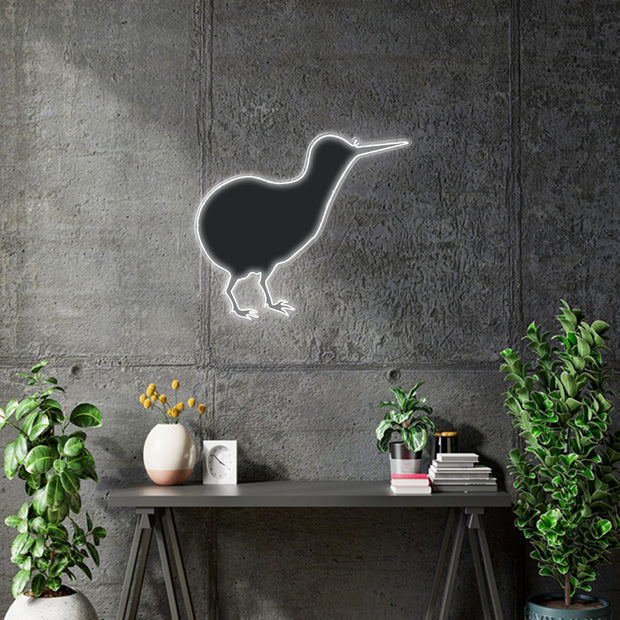 Custom neon -  KIWI BIRD - 100cm x 88cm - White + UV PRINT -  incl Shipping and 2yrs Warranty