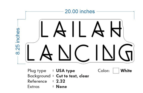Custom neon - Lailah   -20 x 8inch  -  RGB  Multicolor - incl Shipping and 2yrs Warranty