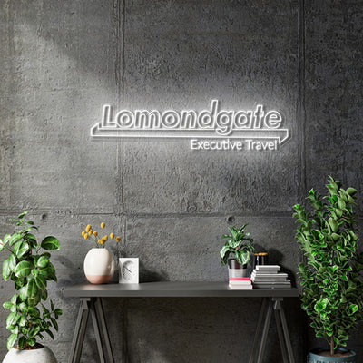 Custom neon - LOMONDGATE Executive Travel -  100cm x 27cm - White neon  -  incl Shipping and 2yrs Warranty
