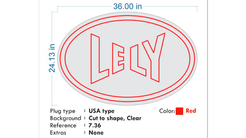 Custom neon -  LELY - Size: 36 x 24inch  - RED -  incl Shipping and 2yrs Warranty