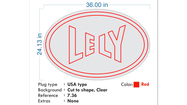 Custom neon -  LELY - Size: 36 x 24inch  - RED -  incl Shipping and 2yrs Warranty