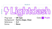 Custom neon -  Lightdash   - Size:  100cm x 22cm  - Purple -  incl Shipping and 2yrs Warranty