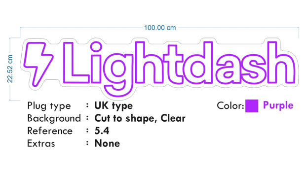 Custom neon -  Lightdash   - Size:  100cm x 22cm  - Purple -  incl Shipping and 2yrs Warranty