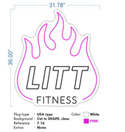 Custom Neon - LITT FITNESS -  36inch x 31inch - Hot pink and White -  Delivery and Remote (Copy)
