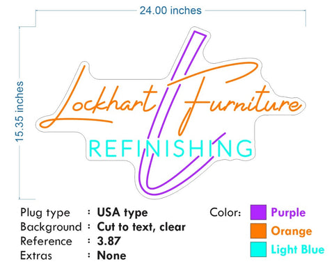 Custom Neon for Lockhart Furniture -Light blue orange and Purple- 24 x 15inches - indoor Signs