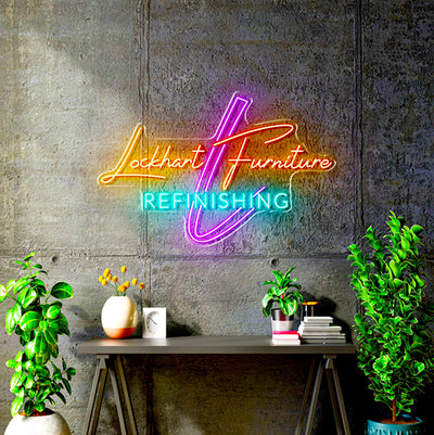 Custom Neon for Lockhart Furniture -Light blue orange and Purple- 24 x 15inches - indoor Signs