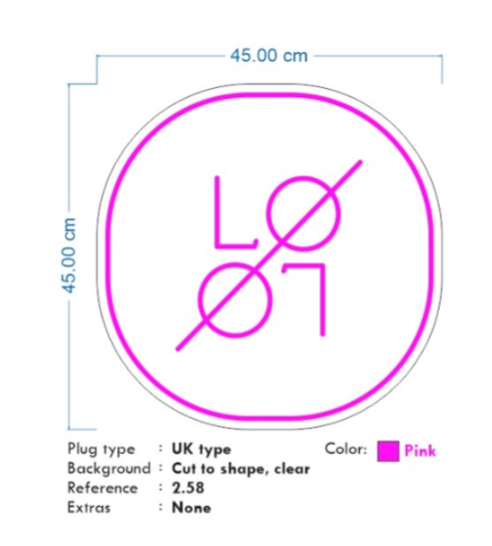 Custom Neon - LO Digital - Pink - 45x45cm - indoor Sign