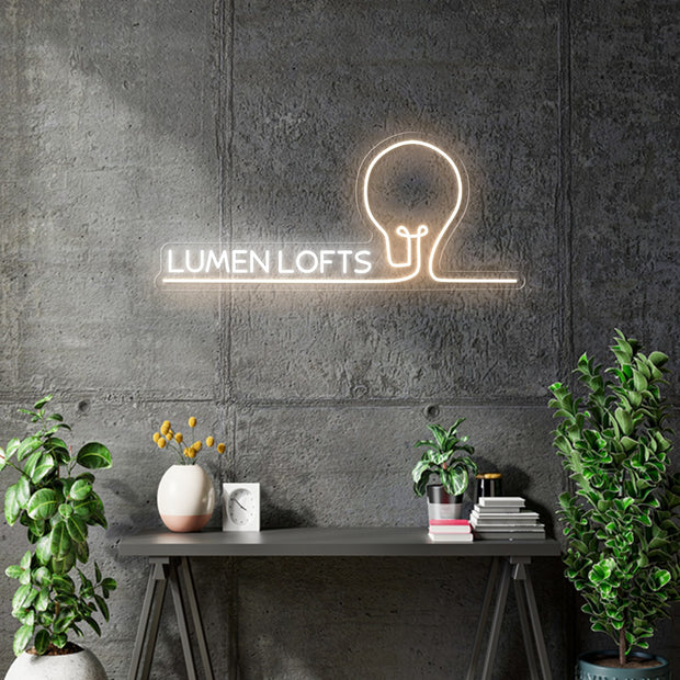 Custom Neon - LUMEN LOFTS -  White Warm White neon- 30x 12inch - indoor Signs