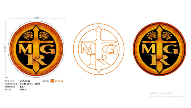 Custom neon -  Rebellion Logo  - Size:  30inch   - Orange + Print of the logo -  incl Shipping and 2yrs Warranty