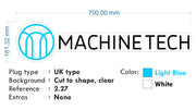 Custom neon | Machine Tech - Size: 70cm x 16cm  - Light blue and  White -  incl Delivery, VAT and 2yrs Warranty